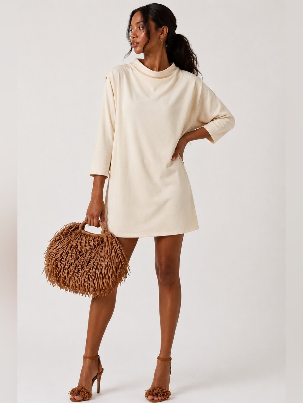 NWT Anthropologie Stateside Slouchy Cowl Neck Dolman Shift Mini Dress – USA Made